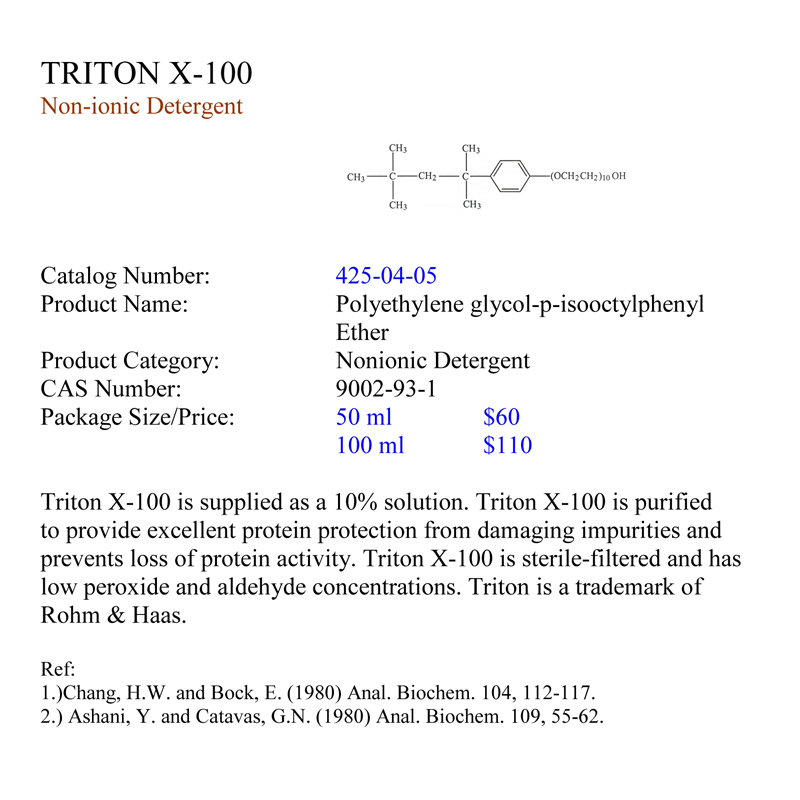 Xlink Bio Science, Morristown, TN Triton X100